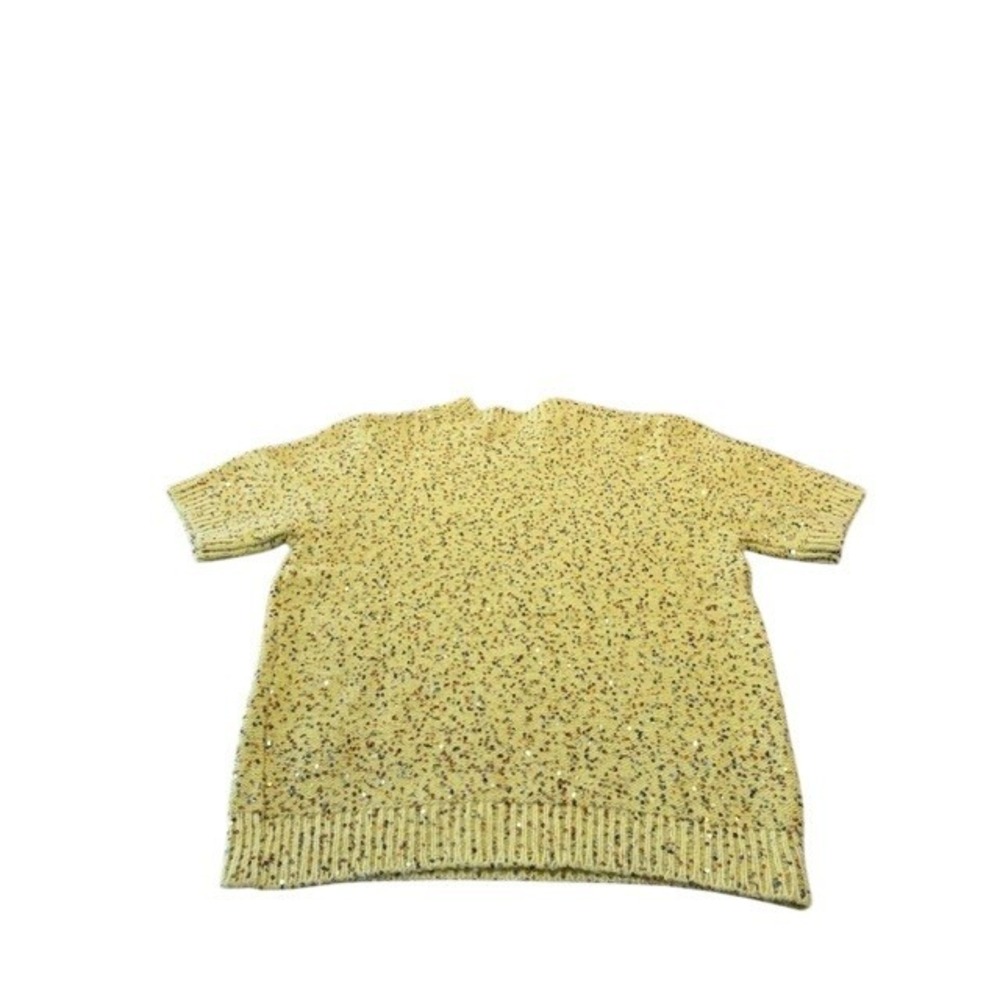 Zara Womens Sequin Knit Sweater Yellow Short Sleeve Crew Neck Size M EUC - Picture 5 of 8